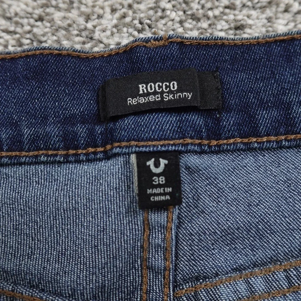 NEW True Religion Jeans‎ Mens 38X32 Blue Denim Rocco Relaxed Skinny Flap Pocket